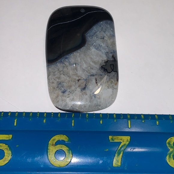 Blue and Black Smooth Druzy Quarts Rectangle Focal - Picture 6 of 7